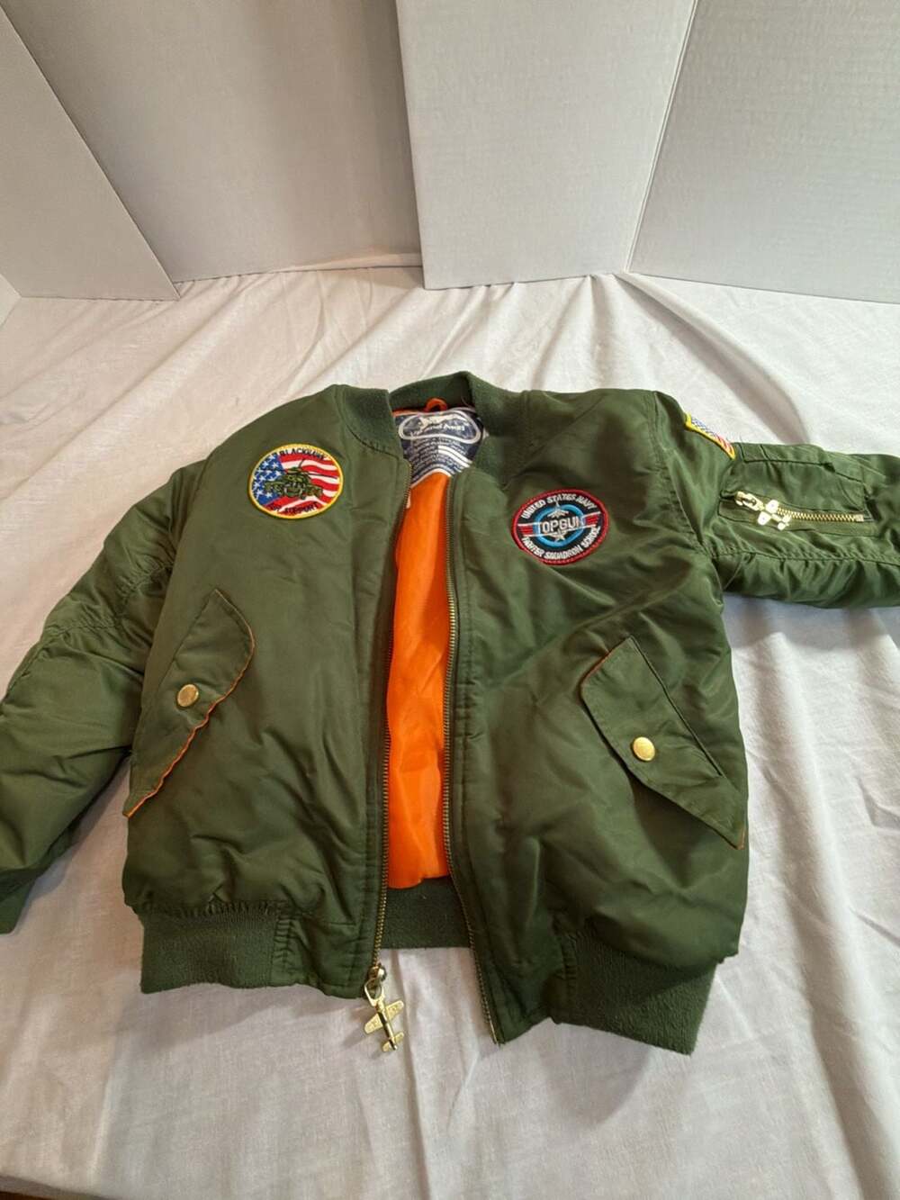 Up and Away Junior Flight Jacket MA-1 Size 7 Patched Bomber